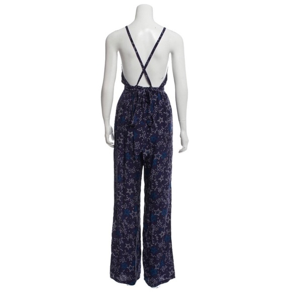 Paloma Blue “Eclipse” star print silk crepe de chine navy sleeveless jumpsuit - Picture 11 of 14